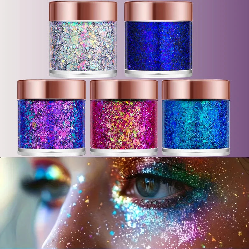 Chameleon Glitter Gel Sequins for Eye & Body Hair Makeup,Long-Lasting Shimmer Face Make Up Decorations for DIY Art & Parties Zpaxo