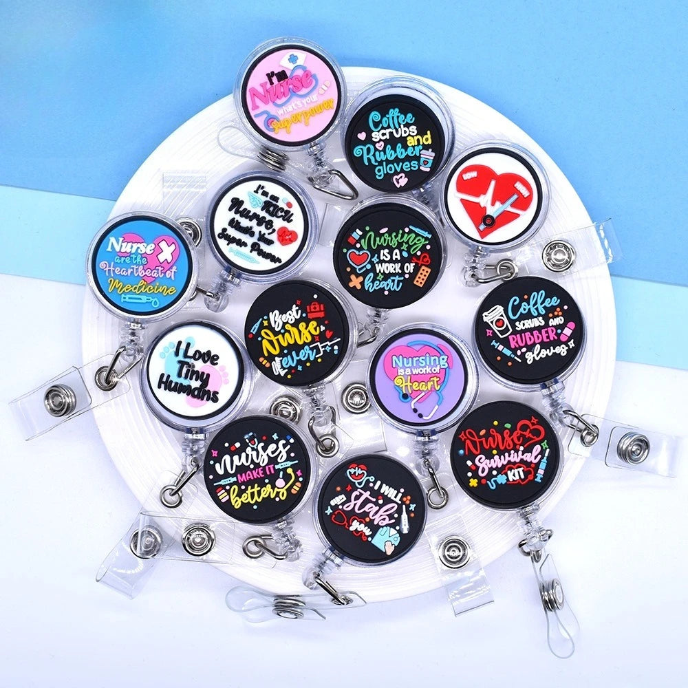 Cute Nurse Badge Reel with Alligator Clip | 1/3/5 Pack ID Holder