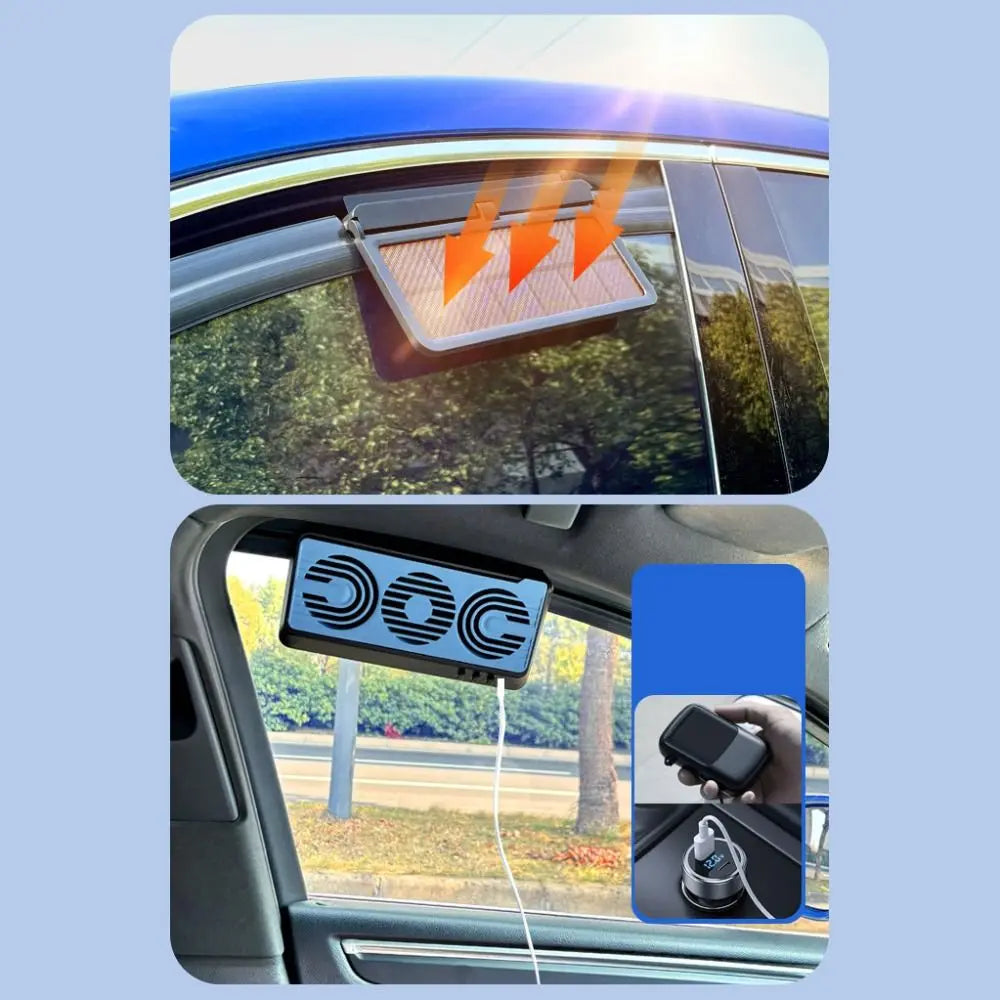3 Fans Design Auto Window Cooler Solar Powered Promoting Air Zpaxo
