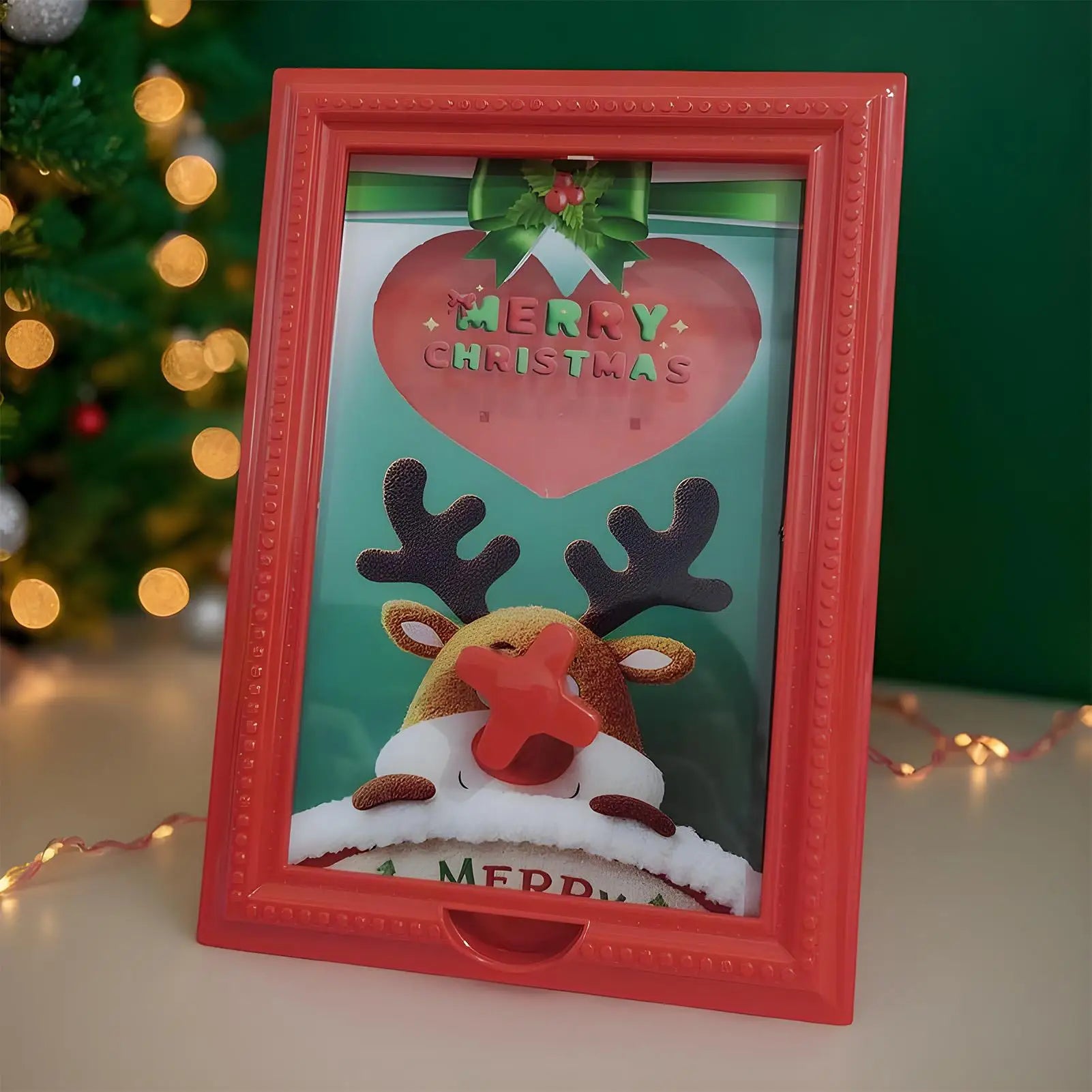 Candy Dispenser Picture Frame Reindeer-themed Holiday Christmas Decor