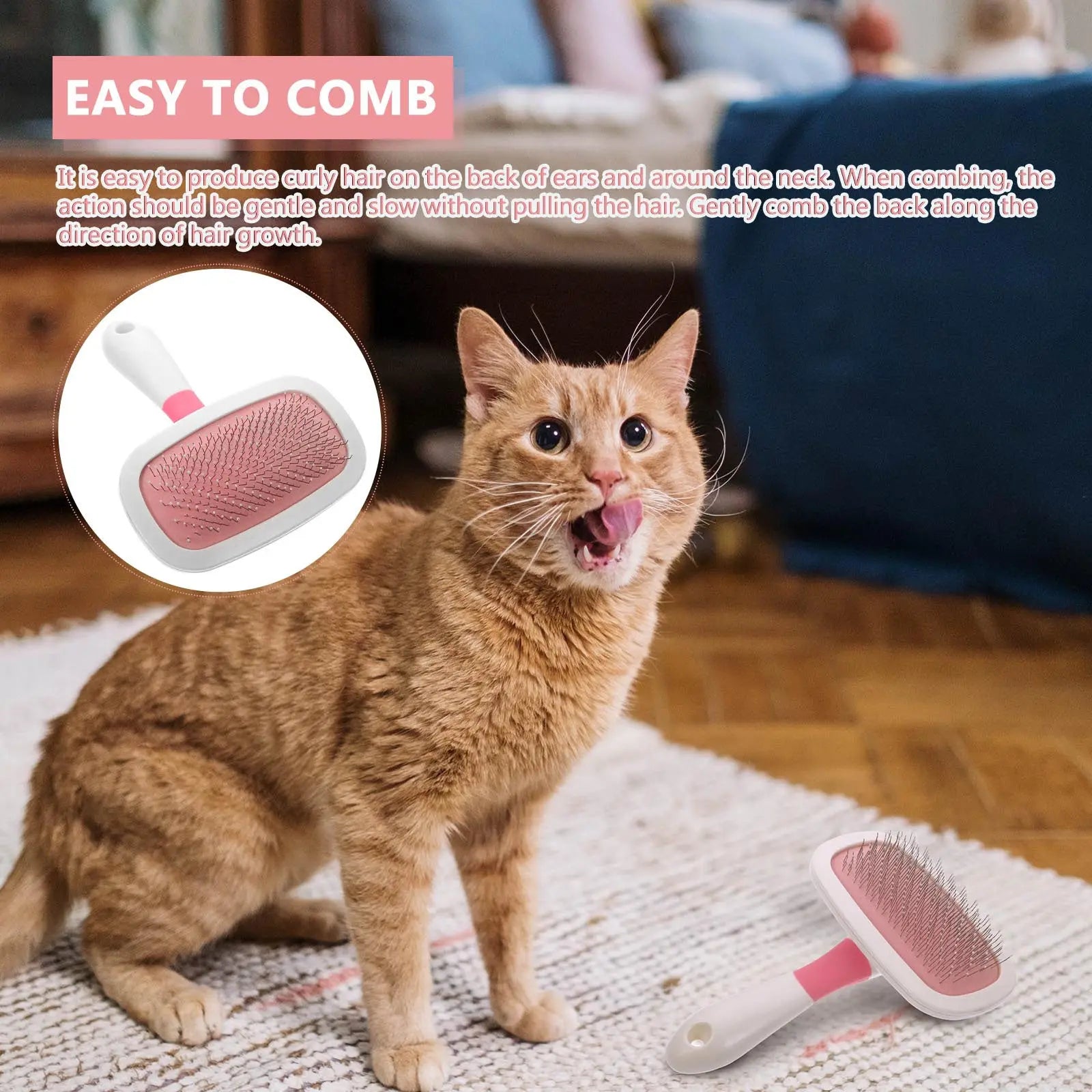 Pet Grooming Comb Ergonomic Design Comfortable Grip Long Use Safe