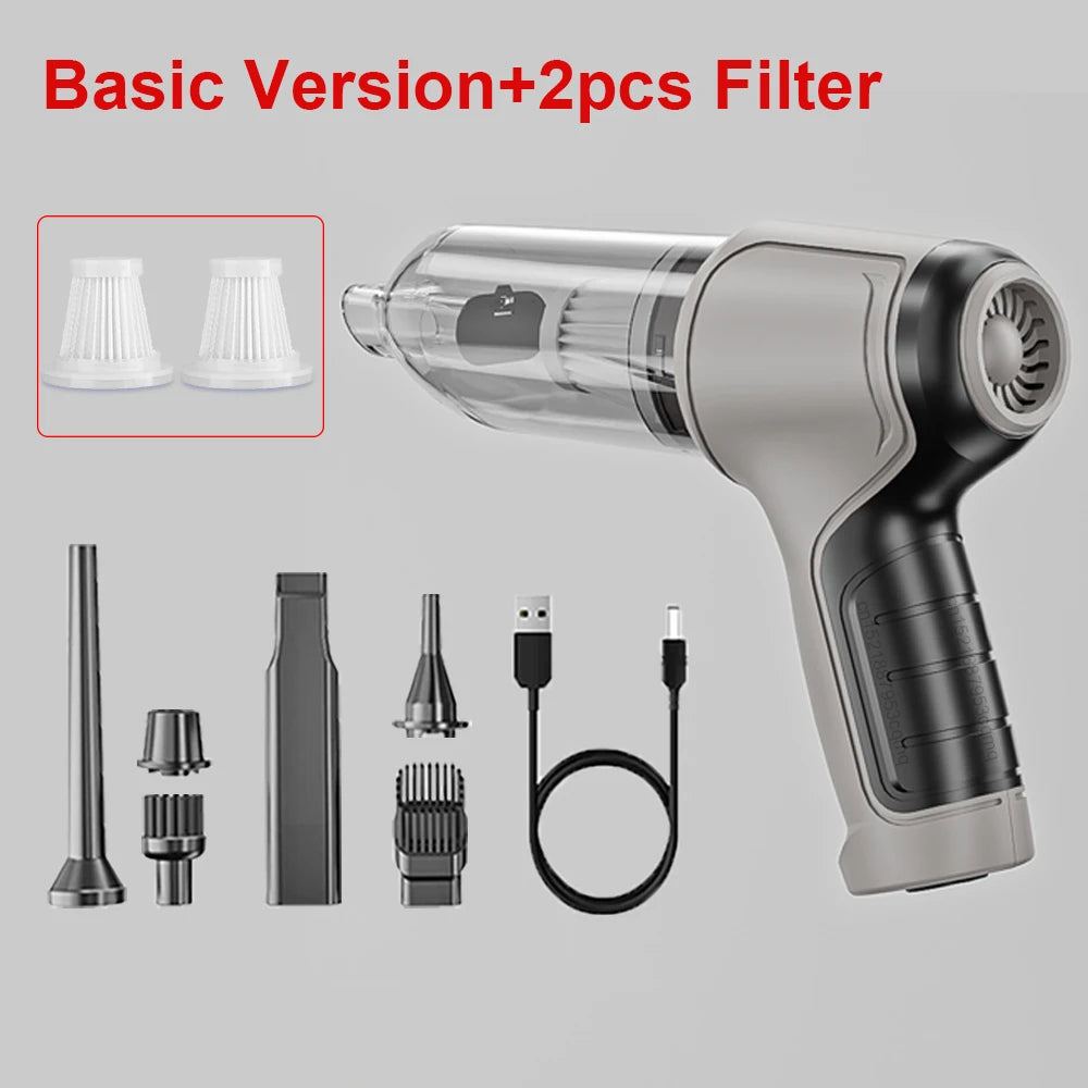 Car Vacuum Cleaner 95000PA Portable Handheld Wireless USB Rechargable Zpaxo Basic 2Filter