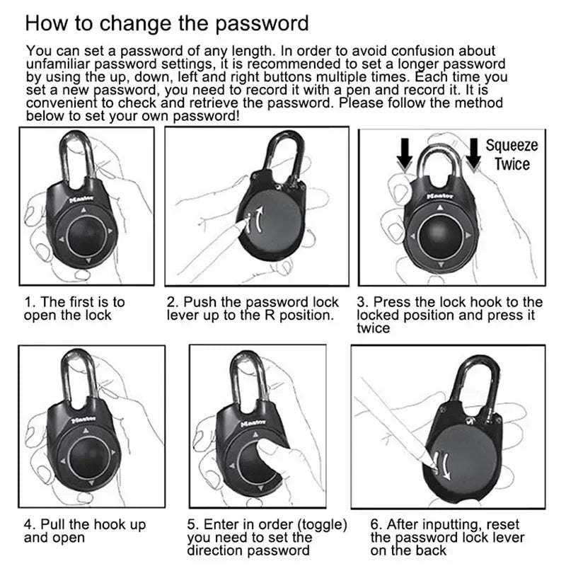 Master Keyless Lock Portable Combination Directional Password Padlock