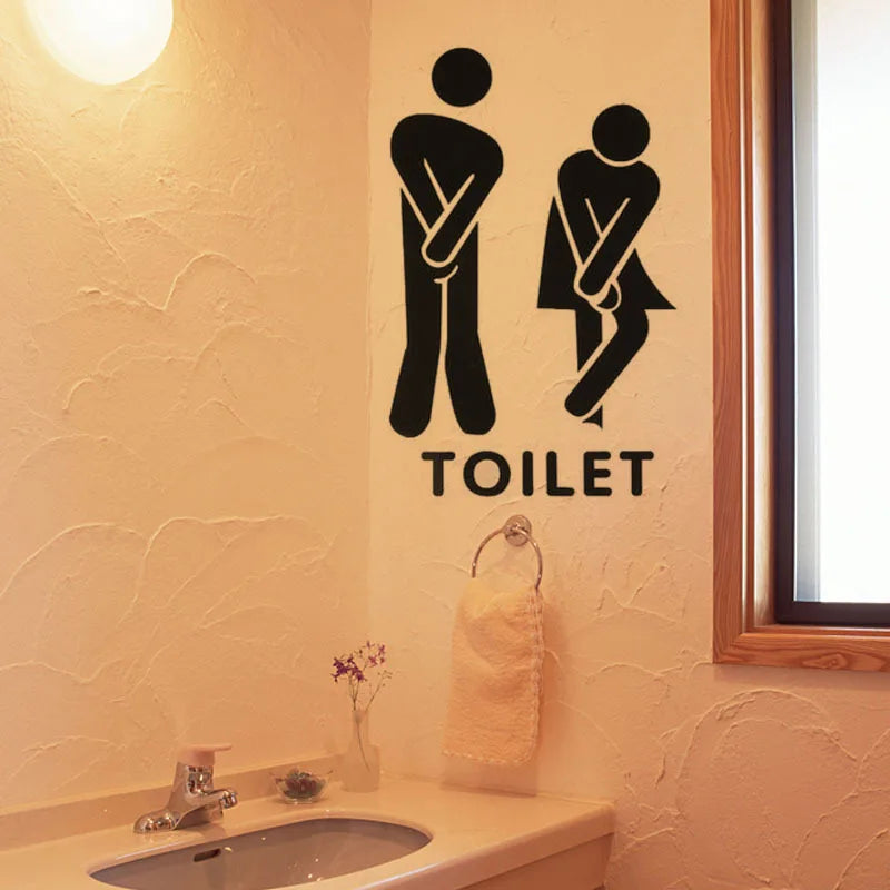 Funny Toilet Entrance Sign Decal Bathroom Door Decor Fun Wall Art