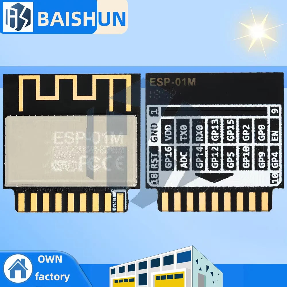 ESP-01M ESP8285 Iot Wifi Module 1MB Flash SMD Wireless Transmission Zpaxo Default Title