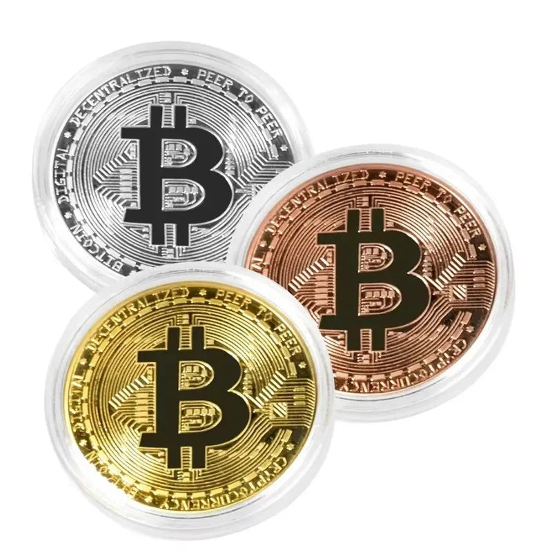 Gold Plated Bitcoin Commemorative Coin | Collectible Metal Art