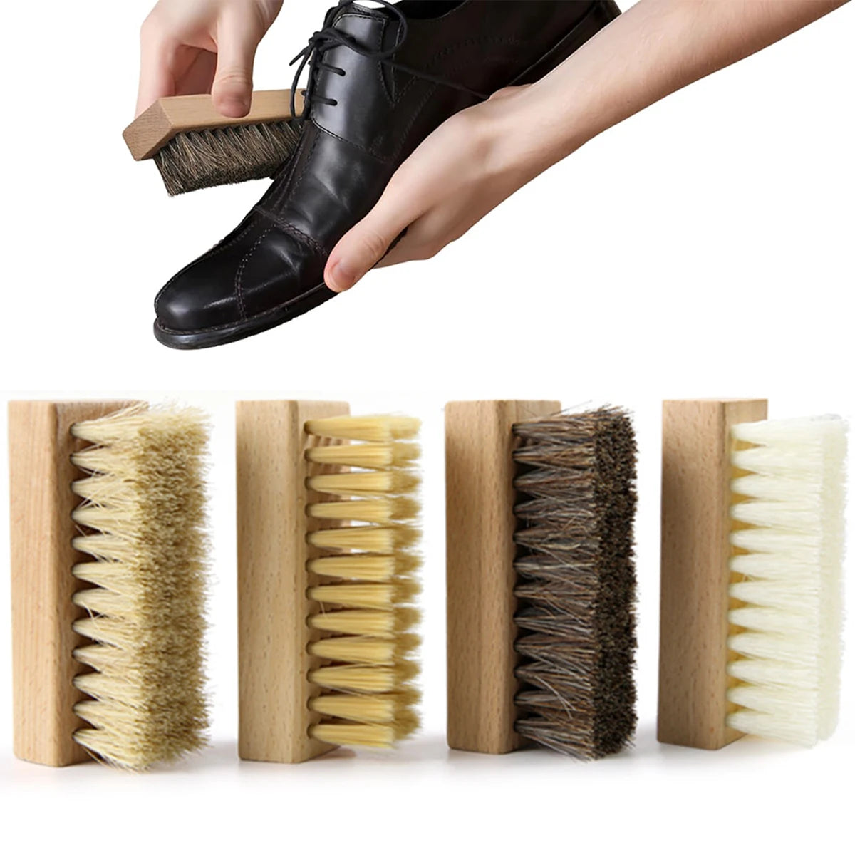 Shoe Brush Set – Horsehair, Nylon & Bristle for All Shoe Types