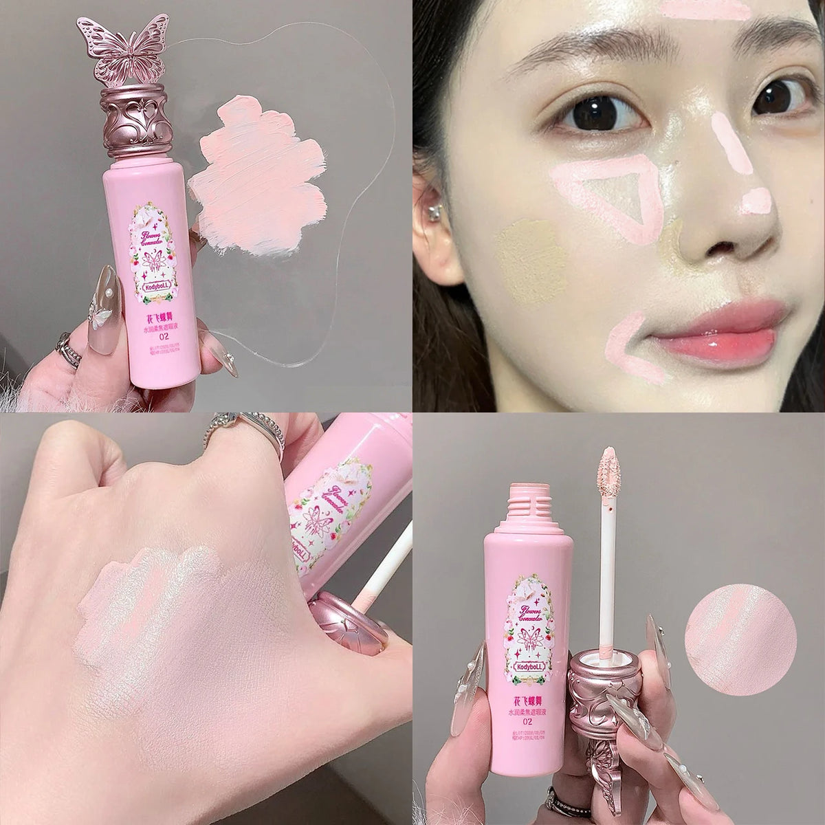 Soft Pink Matte Liquid Concealer Brightening Lightweight Cream With Hyaluronic Acid Liquid Highlighter For Dark Circle & Redness Zpaxo 02Pink White