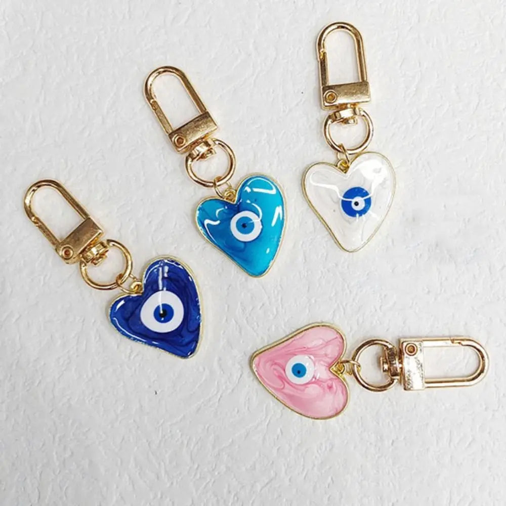 Enamel Turkish Heart Evil Eye Keychain Blue Pendant Gold-color Ring 4 Zpaxo