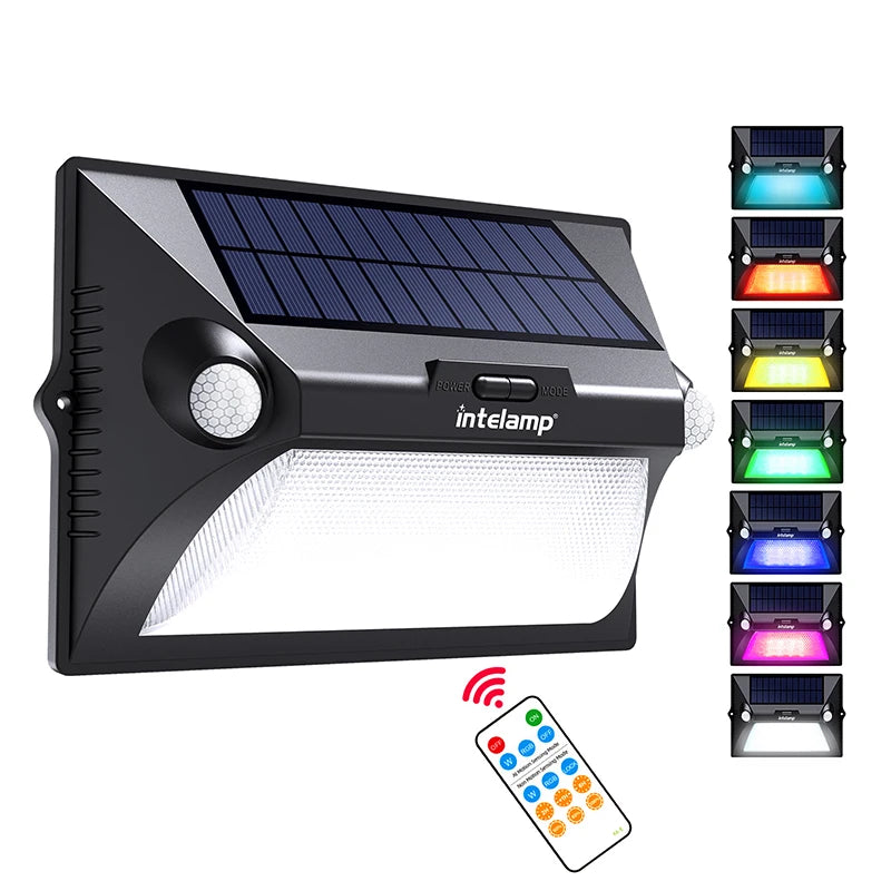 Solar LED Light Outdoor Split Dual Head Motion Sensor Garden RGB Wall Zpaxo Integrated-Remote White-RGB China Mainland