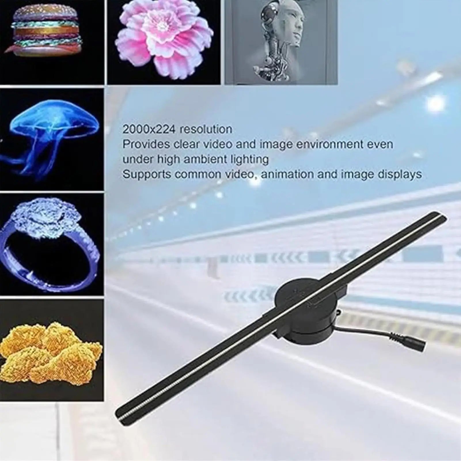 Hologram Fan 16 5-Inch Plug Video Projector LED 3D WIFI App Control