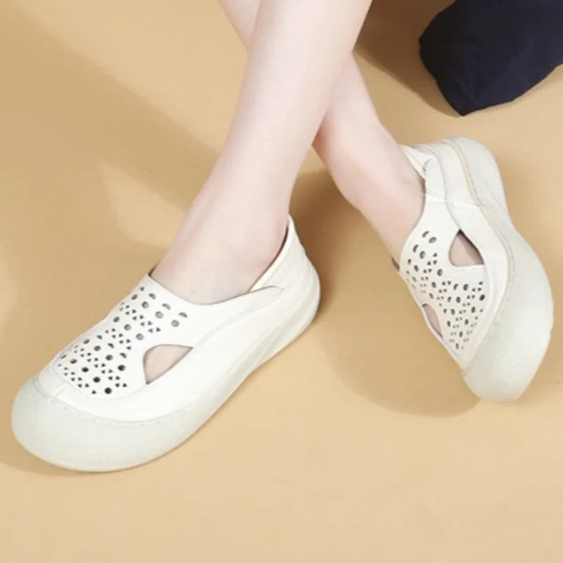 Round Closed Toe Hollow Out Breathable Comfortable Lightweight Zpaxo