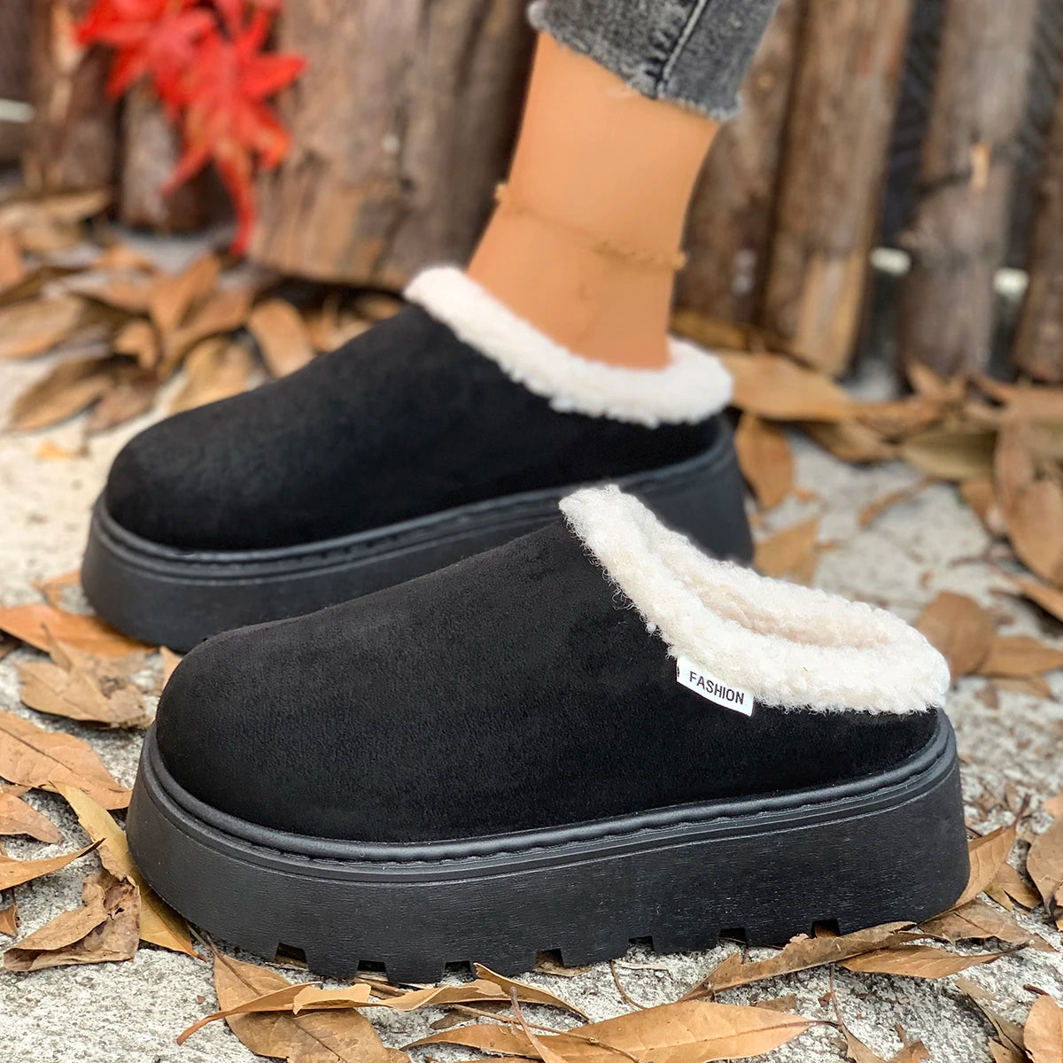 Women Platform Boots 2025 New Comfortable Luxury Fashion Ankle Boots Women Casual Thickened Fluff Shoes Woman Zapatos De Mujer Zpaxo black 37