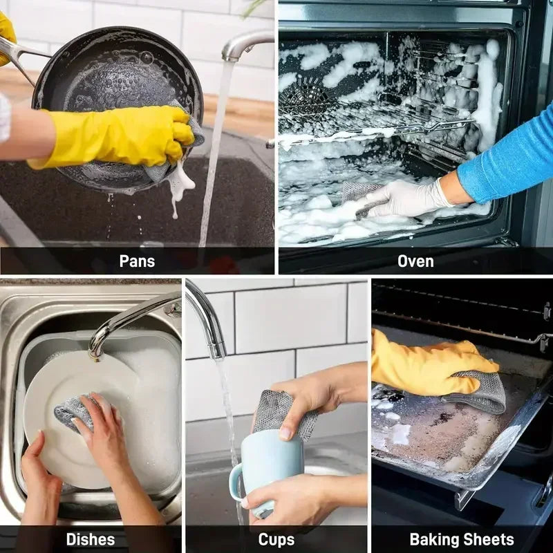 Double-Sided Steel Wire Magic Cleaning Cloths | Kitchen Scrub Rags Kitchen Cleaning Cloths Zpaxo