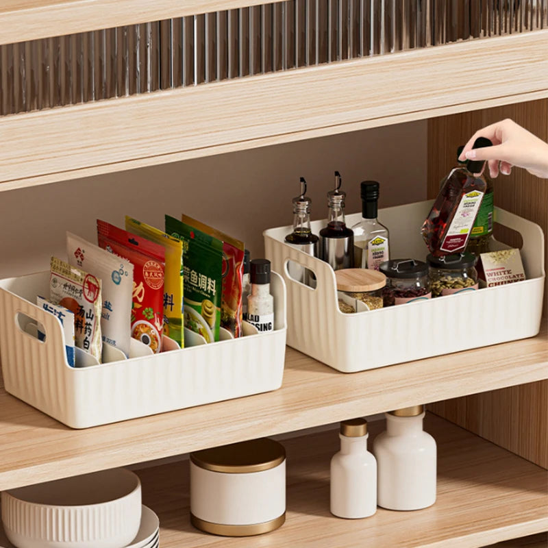 Refrigerator Organizer Bin Plastic Food Storage Tapes Books Seasoning