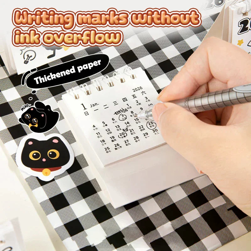 2PCS Random Mini 2026 Calendar Portable Cute Cat Office School Supplies Calendar Monthly Planner Desk Accessories Decor Record Zpaxo