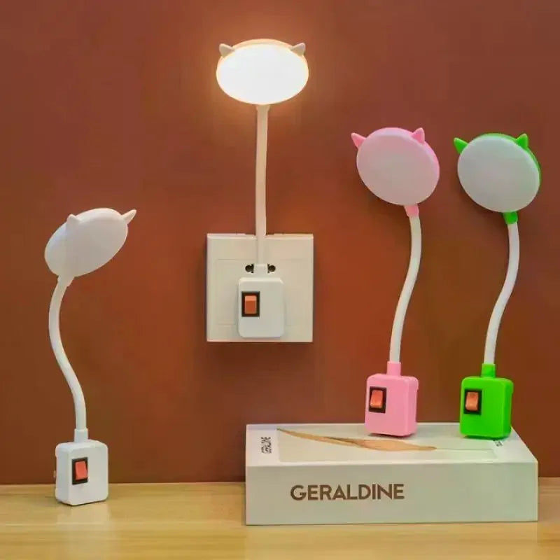 Desk Lamp LED Nightlight Plug Flexible Study Reading Lights Switch Zpaxo