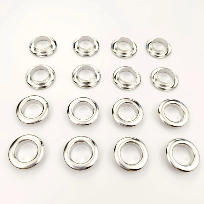 Grommet Tool Kit 100 Sets Grommets Eyelets 6mm 10mm 12mm 14mm Inside Diameter Silver for Clothes Shoes Bag Leather Crafts DIY Zpaxo