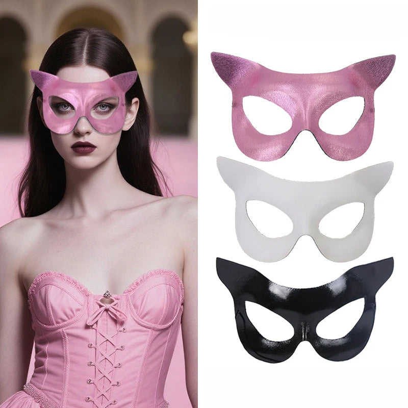 PVC Cat Fox Eye Masquerade Mask – Women's Venetian Half Mask