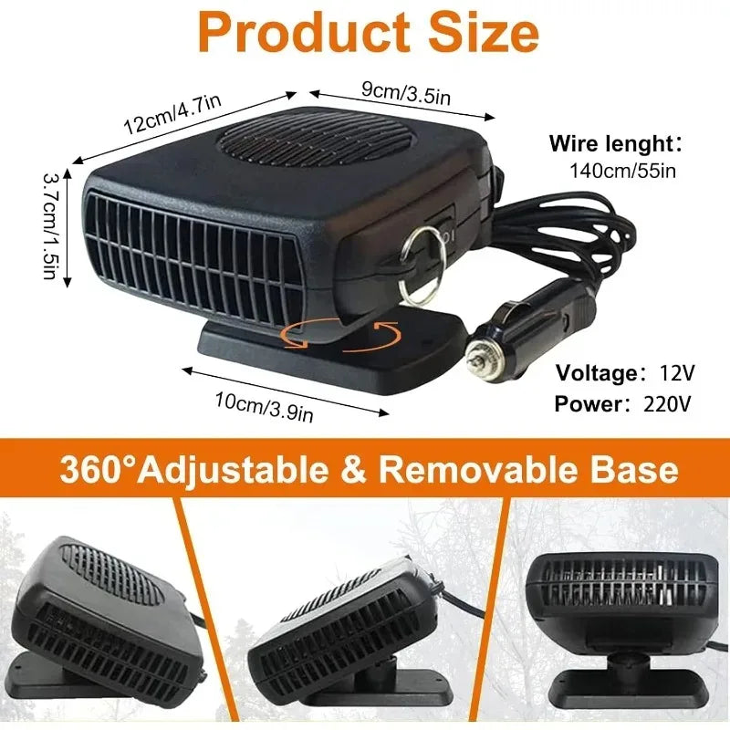 2-in-1 Car Heater Fan 12V 24V – Windshield Defroster & Defogger