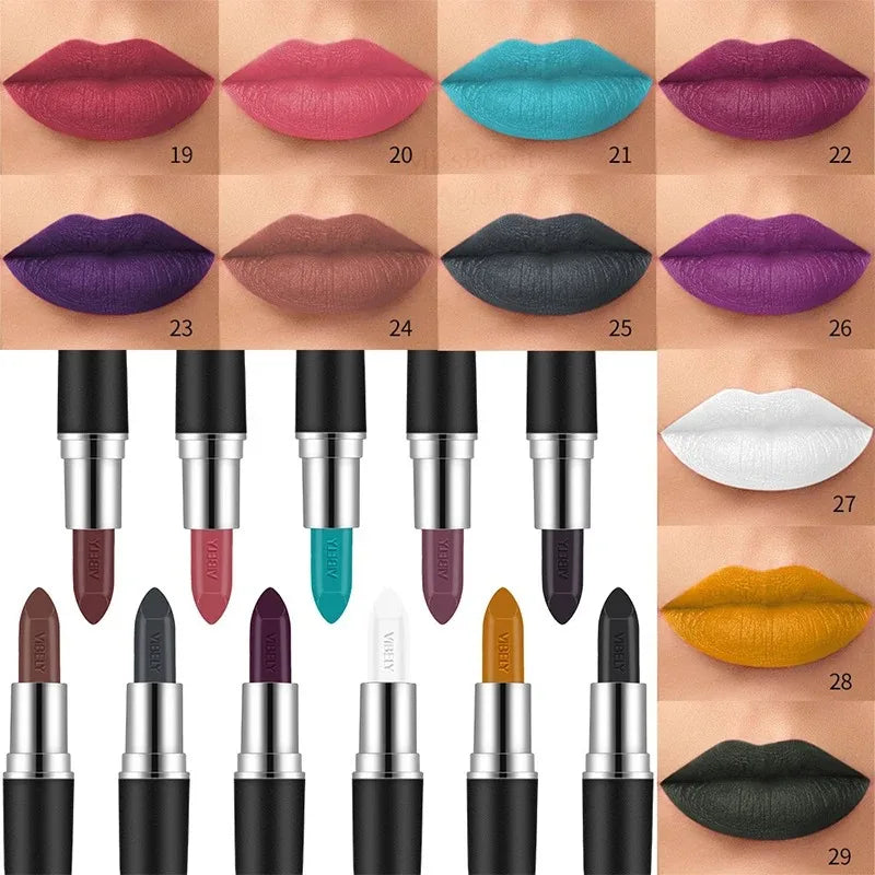 Sexy Velvet Matte Lipstick Waterproof Long-lasting Black Nude Red Lip