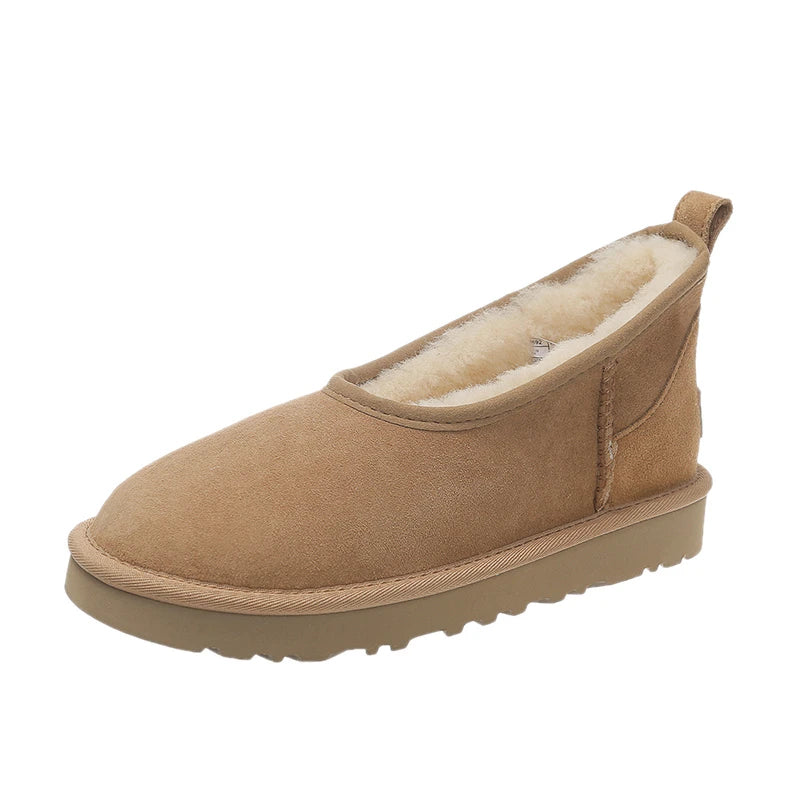 Flats Women Snow Boots Suede Winter Warm Fashion Shoes Short Plush