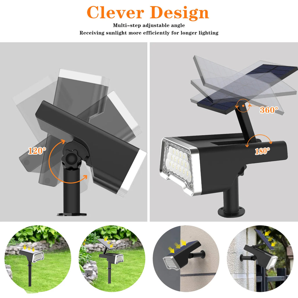 Solar Lawn Lamp Outdoor Adjustable LED Wall Lights Sunlight Landscape Zpaxo