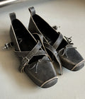 Flat Shoes for Women in Spring and Autumn 2025 New French Bow with Pig Nose Mary Jane Shoes Retro Ballet Shoes Ladies Zpaxo Gray 39