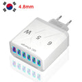 65W 3.1A 6 Ports USB Fast Phone Charger Adapter US/KR/EU Plug Travel Wall Charger For iPhone Xiaomi Huawei QC 3.0 Quick Charger Zpaxo KR Plug-White