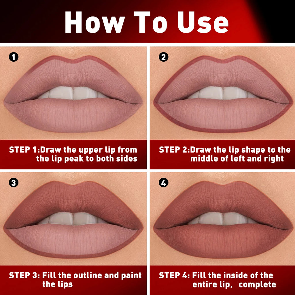 1PC Rich Pigmented, Waterproof, Silky, Durable, Non-stick Cup, Creamy Matte Lip Liner, Perfect for Date and Daily Use Zpaxo