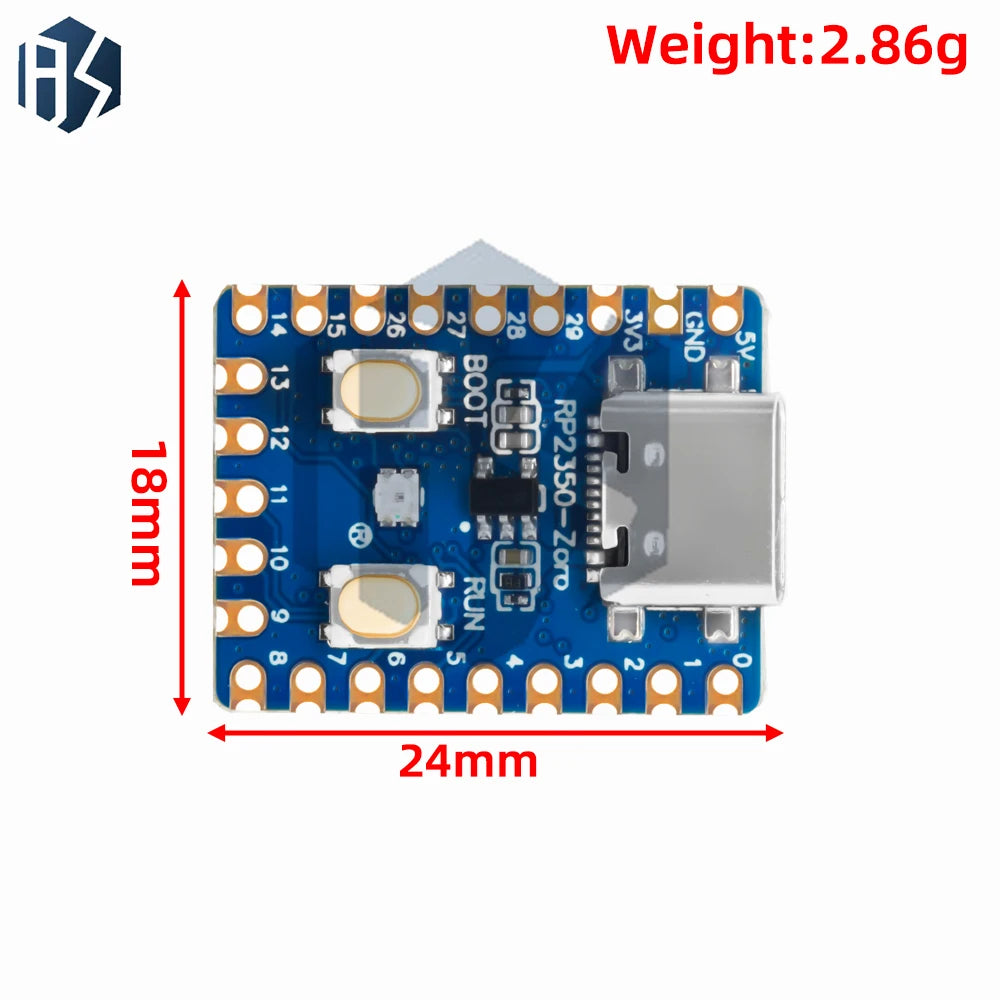 1/2PCS RP2350-Zero Mini Development Board RP2350 Based on Raspberry Pi RP2350A Dual-Core Built-in 520KB 4MB Flash Type-c USB Zpaxo