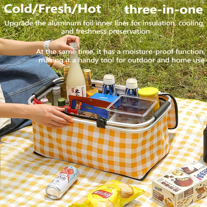 Insulated Picnic Basket Foldable Camping Lunch Box Bag Portable Zpaxo