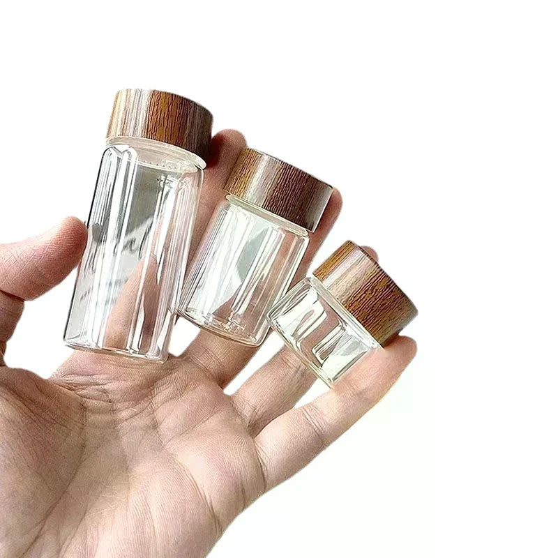 Wooden Sealed Airtight Canisters Coffee Bean Glass Tube With Wood Tool Bottled Tubes Grain Storage Zpaxo