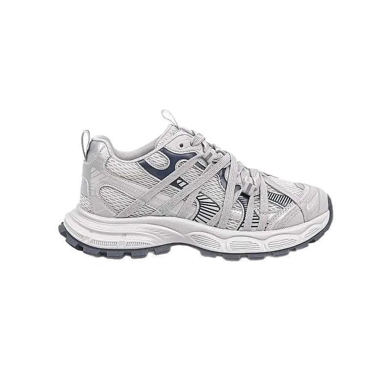 Grey Navy Chunky Hiking Sneakers Women Breathable Mesh Synthetic Zpaxo