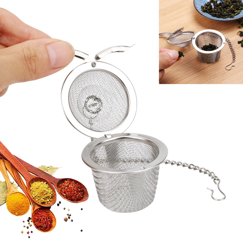 Seasoning Ball Teakettle Locking Tea Filter Reusable Diameter Mesh