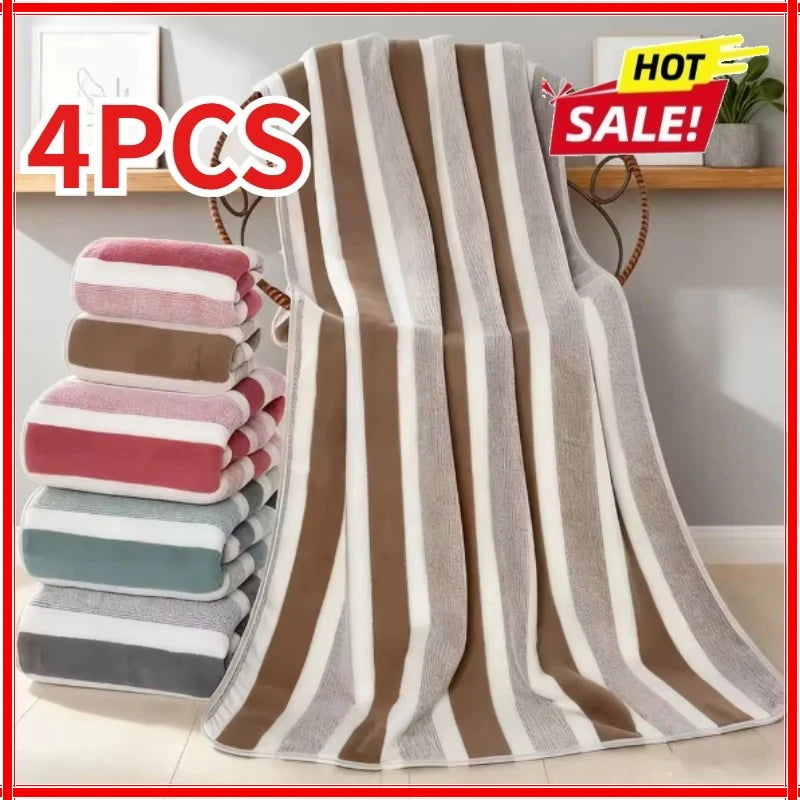 4-Pack Striped Microfiber Face Towels – Soft & Absorbent Microfiber Face Towels Zpaxo