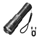 Rechargeable LED Flashlight Zoomable Torch with LCD Display 3 Modes Waterproof High Power Hand Light Outdoor Wilderness Camping Zpaxo built-in battery 1Pc ZOOM