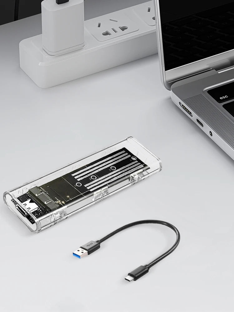 M 2 NGFF SATA C USB 3 1 Hard Disk Box 10Gbps Transparent External SSD