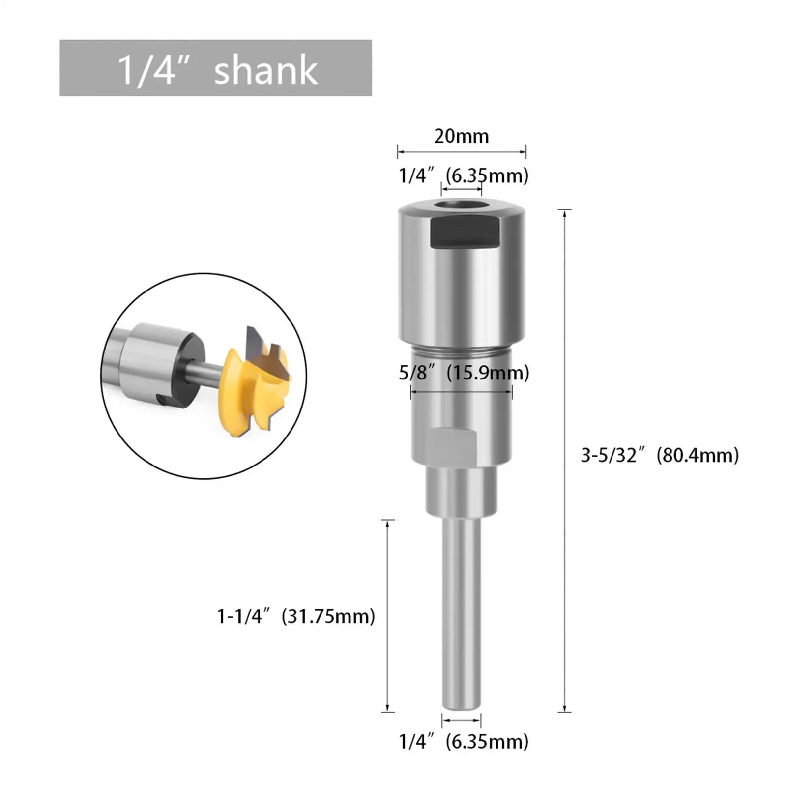 Router Shank Adapter Milling Rod Clamp Cutter Extension Wood