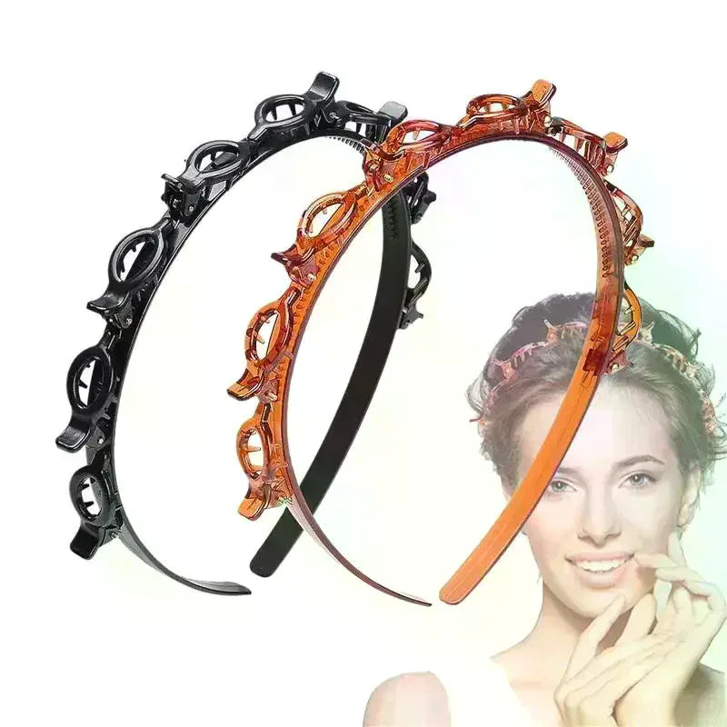 Double Layer Bands Clip Hairbands Fashion Plastic Braided Headband Zpaxo