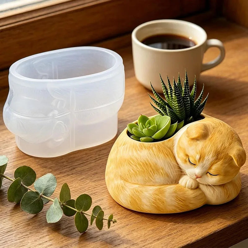 3D Animal Succulent Planter Pot Silicone Mold Squirrel Dog Cat Bear Owl Octopus Cement Flower Pot Candle Holder Pen Holder Mold Zpaxo