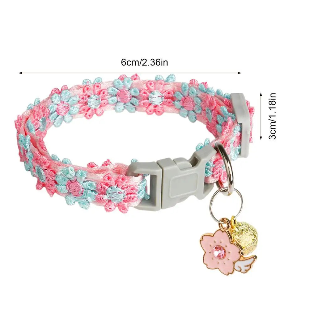 Cute Lace Cat Collar Embroidery Bell Adjustable Soft Comfortable Zpaxo C