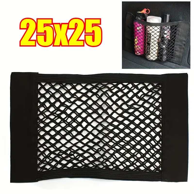 Car Trunk Elastic Storage Net Mesh Fixed Straps Car Organizer Extinguisher Storage Net Bag Seat Back Fixing Bag Auto Accessories Zpaxo 25x25
