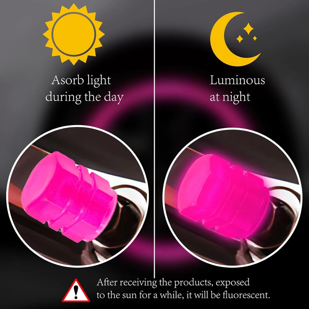 8-Pack Fluorescent Tire Valve Stem Caps – Luminous & Leak-Proof