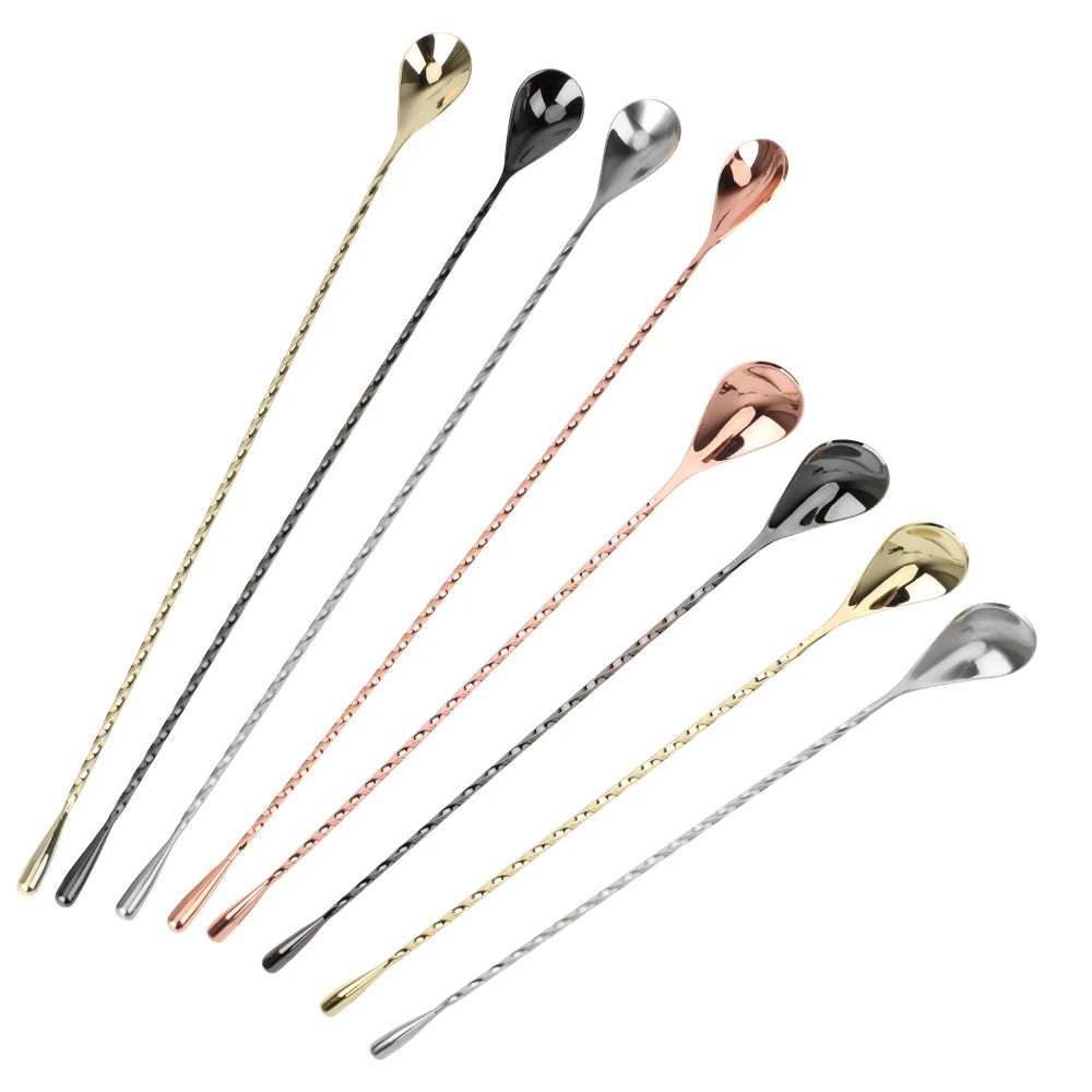 Mixing Cocktail Spoon 30 Bar Teadrop Stir Spiral Pattern Stainless