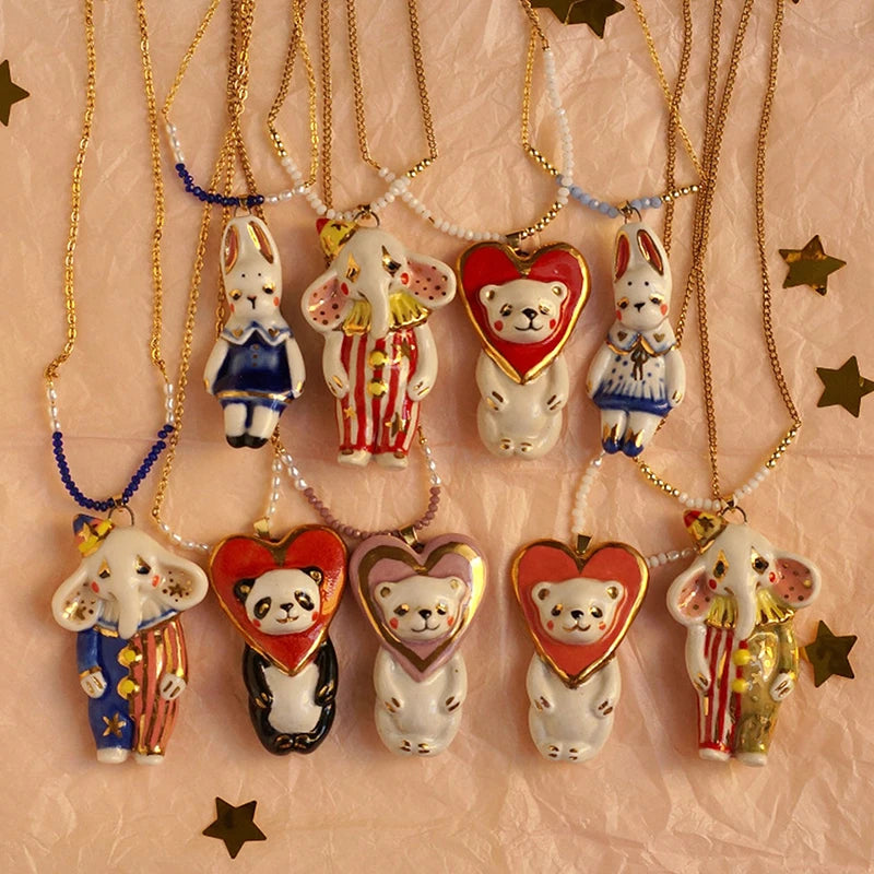 Vintage Cute Cartoon Animal Pendant Necklace Women Retro Fashion Zpaxo