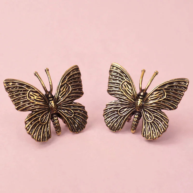 Home Decoration Craft Accessories Solid Pure Brass Butterfly Figurines Miniatures Desktop Ornament Antique Copper Insect Statue Zpaxo