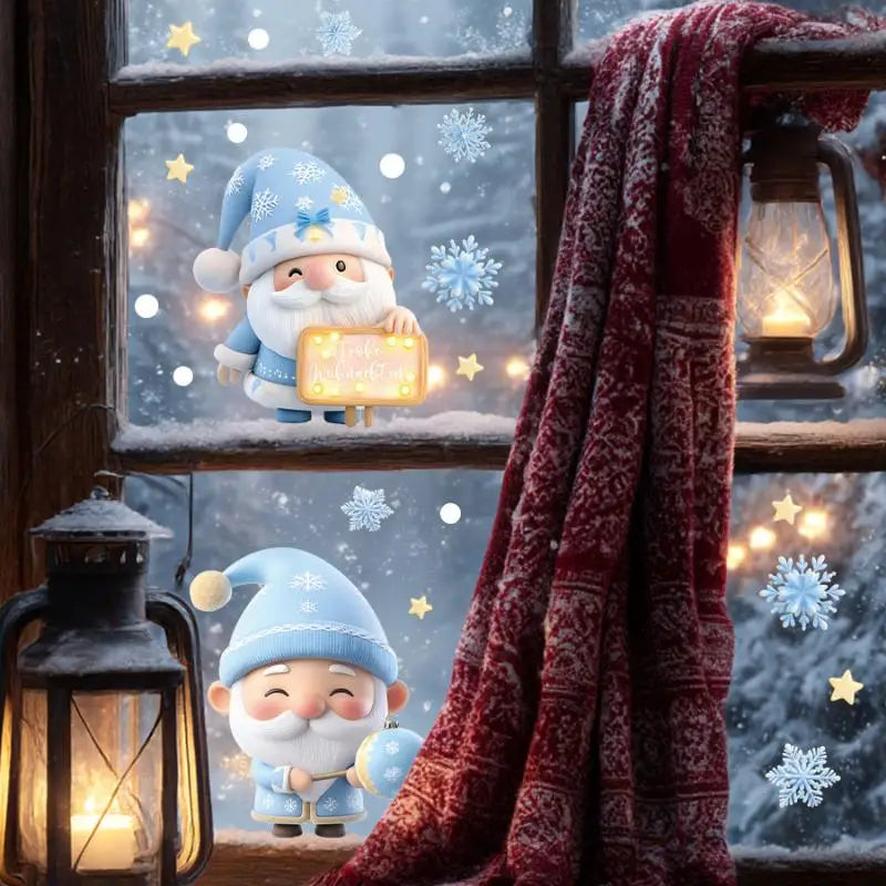 Christmas Window Static Clings – Snowman, Santa & Snowflake Window Static Clings Zpaxo