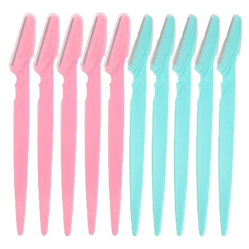 1- Eyebrow Trimmer Razor Safety Eye Brow Shaping Knife Portable Zpaxo 10Pcs Pink Blue