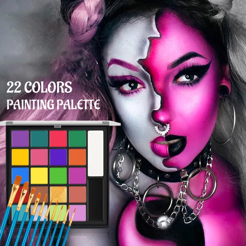 22 Colors Face Body Painting Palette Long Lasting Makeup Cosmetics Zpaxo